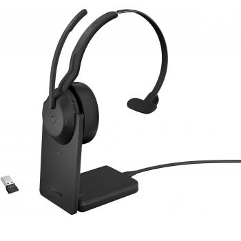 Jabra Evolve2 55 Wireless and Wired Headset with Charging Stand for Office/Call Center Black