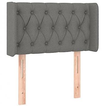 Cabecero de oreja tapizado en tejido gris oscuro 83x16x78/88 cm