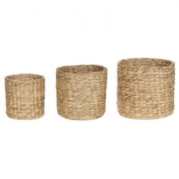 Conjunto de 3 maceteros de jacinto de agua claro estilo boho rústico Ronquil