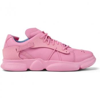 CAMPER Karst - Men's Pink Sneakers in Smooth Leather/Cotton Fabric, Size 41