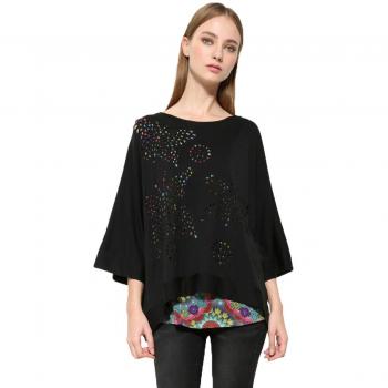 Desigual - Camiseta de manga larga - para mujer negro L