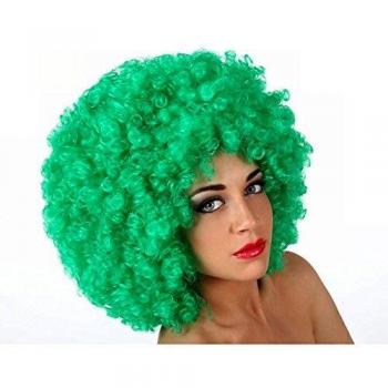 Atosa-12876 Peluca Afro, Color Verde, Talla única