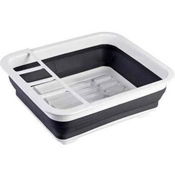 Wenko Escurreplatos Plegable, Polipropileno, Blanco y Gris, 31 cm