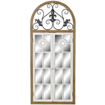 Espejo de pared decorativo con marco de metal y MDF en color blanco y gris oscuro (60 x 5 x 138 cm)