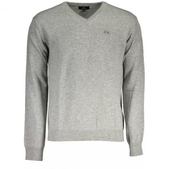 La Martina Luxury Gray V-Neck Sweater for Men - Size S