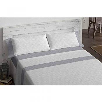 Burrito Blanco Juego de Sábanas 699 con Diseño de Elegante Geometría para Cama Individual de 105x190 hasta 105x200 cm/Juego de Cama 105, Color Gris