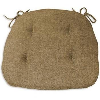 Cojín de asiento para silla Villa de alrededor de 41 x 42 x 4 cm estructura de lino 4 pespuntado con cuerdecitas #1364 puntos de