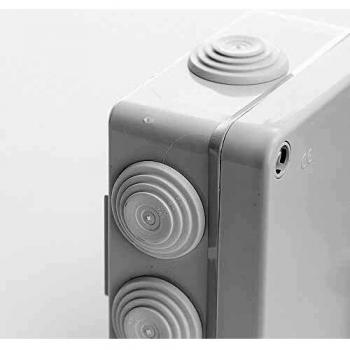 Famatel 3013 Caja estanca IP55 | 160 x 135 x 83 mm | con 8 32 y 2 Conos 40 | Tapa con Tornillos | 1/4 Vuelta | Gris