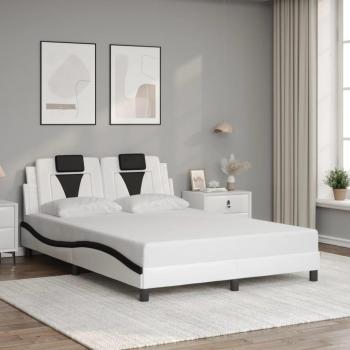 Cabecero de cama de cuero sintético blanco y negro 140x200 cm Vidaxl