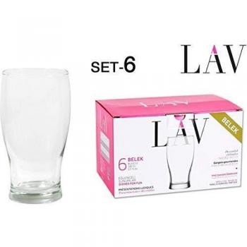 Lav 105019 Vaso Cerveza, Transparente, 375 cc, Set de 6