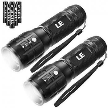 LE Linterna LED, Foco Ajustable, Linterna de Mano Resistencia al Agua, Linternas Antorcha Pilas AAA Incluidas Portátil Durable Robusto para Ciclismo Camping Montañismo