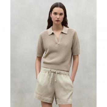 Shorts de mujer ECOALF Deva en color beige con cintura elástica y cordón de ajuste