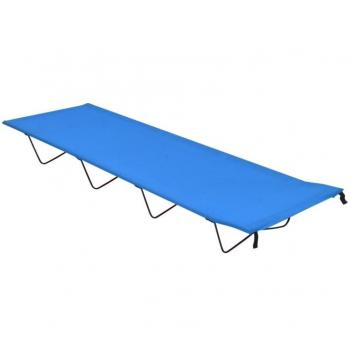 Cama de camping 180x60x19cm tela Oxford y acero azul