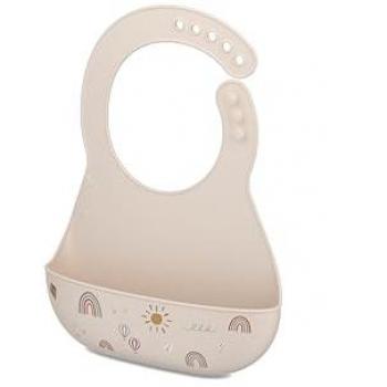 Babero de Silicona Mepal Mio - Sunshine & Rainbow - Cierre Ajustable, Bolsillo Profundo, Apto para Lavavajillas, Sin BPA