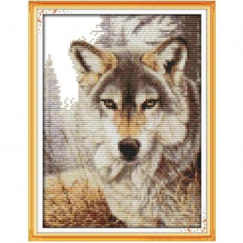 Cruz Dimensions Stick vorlage pre-impreso Sticken Wolf 19 x 25 cm