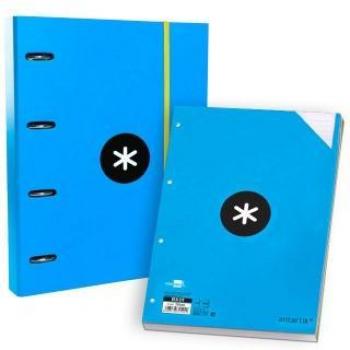 Carpeta con recambio Antartik A4 4 anillas color azul