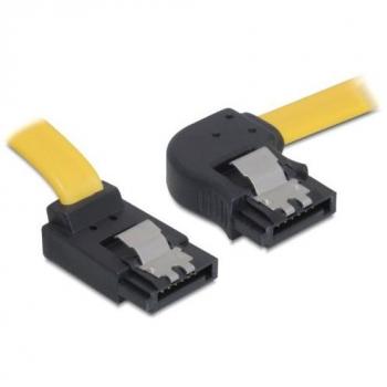 Cable SATA 30cm Amarillo con Conector Angulado Derecha y Clips de Metal - DeLock 82523