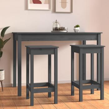 Taburetes altos de madera maciza de pino gris (2 uds) 40x40x78 cm
