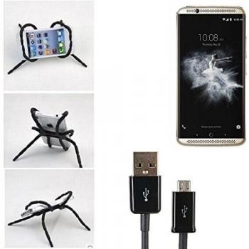 soporte para coche y para mesa etc. para ZTE Axon 7, negro araña cable USB. montaje de la salida aire, espejo retrovisor, bicicletas, etc. Trípode - K-S-Trade