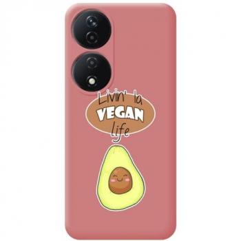 Funda Silicona Líquida Rosa Diseño Vegan Life para Huawei Honor X7b