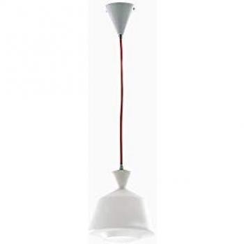 Lámpara colgante Sugar de vidrio opalino blanco y rojo, 120 cm, E27