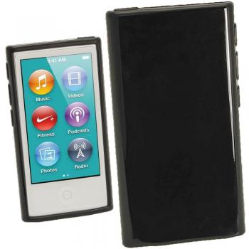 igadgitz U2008 Case TPU Gel Funda Cover Carcasa para Apple iPod Nano 7ª Gen 7G 16GB + Protector de pantalla - Negro