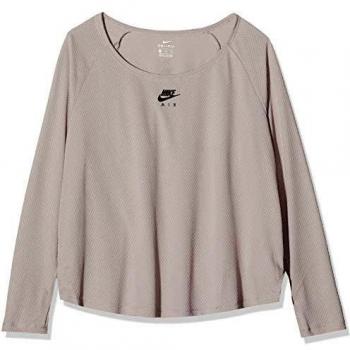 NIKE W Nk Top LS Air Camiseta De Manga Larga, Mujer, Pumice/Black, L