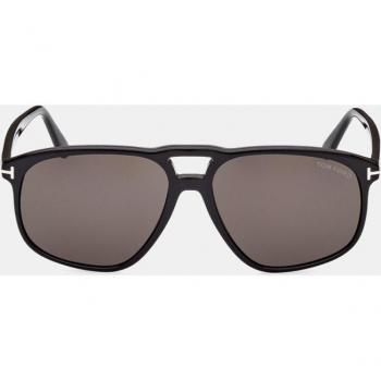 Tom Ford Black Acetate Aviator Sunglasses for Men - Classic Pilot Style, 58MM