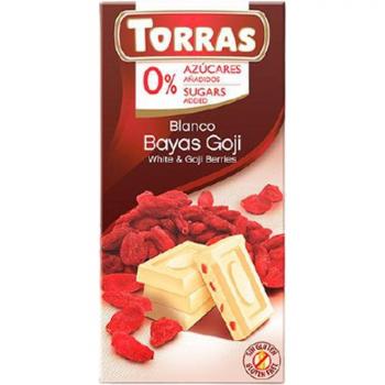 Chocolate Blanco con Bayas Goji Sin Azúcar 75g Torras