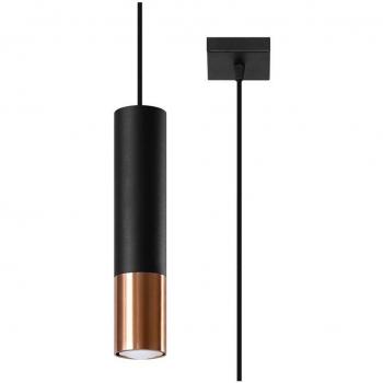 Lámpara de Techo LOOPEZ 1 Negro GU10 con Acabado en Cobre, Diseño de Suspensión, Iluminación LED, Longitud Ajustable hasta 100cm