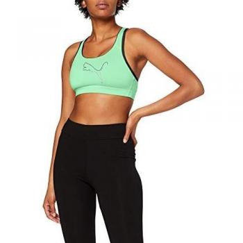 PUMA 4Keeps Bra M Sujetador Deportivo, Mujer, Green Glimmer Black-Cat, XS