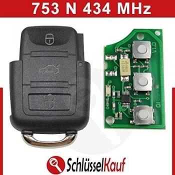 Volkswagen 3 botones llave de coche Carcasa 434 MHz transmisor Volkswagen Seat 1 K0 959 753 N nuevo