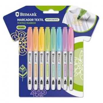 ROTULADOR PERMANENTE TEXTIL COLORES PASTEL SET DE 8 UNIDADES