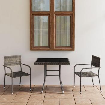 Set comedor jardín 3 pzas ratán sintético gris antracita y gris