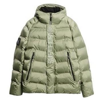Chaqueta Puffer Gráfica Superdry para Hombre en Verde Seagrass, Talla XL, Casual, Poliéster Reciclado