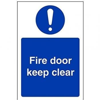 vsafety 18039 AG-R señal obligatoria,Fire puerta Keep transparente, plástico rígido, vertical, 100 mm x 150 mm), color azul