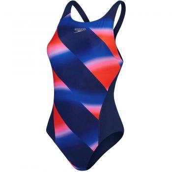 Bañador de mujer Speedo Allover Digital Recordbreaker, tipo: traje de baño de una pieza, colores: azul, rojo y rosa, tallas disponibles: 36 y 42