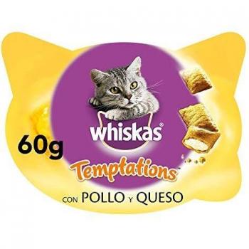 Whiskas Temptations Premios para Gatos, Sabor Pollo y Queso