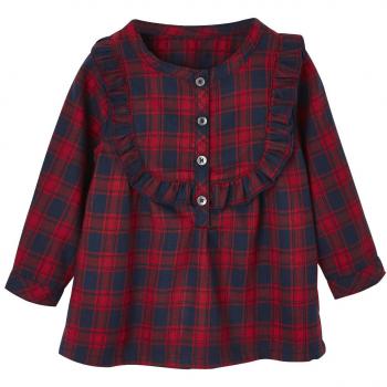 VERTBAUDET Blusa a Cuadros Estilo escocés, para bebé niña Rojo Oscuro a Cuadros 3-6 Meses, 67CM