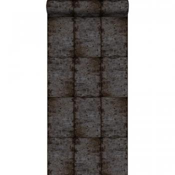 Papel pintado láminas de zinc negro, marrón y gris - 53 cm x 10.05 m - Estahome