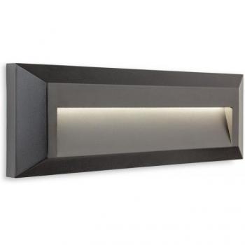Aplique Shine Grafito 8 Cm - Luz LED integrada para exteriores, montada en superficie, para pared y escalón, rectángulo, color grafito, clasificación IP65