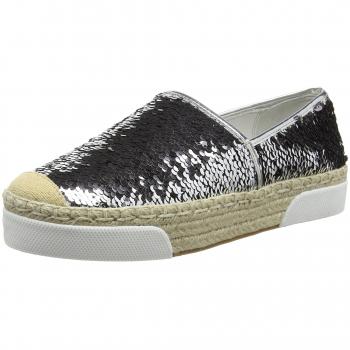CAFèNOIR B0171E3PN6, Alpargatas Mujer, Plateado/Negro, EU 38