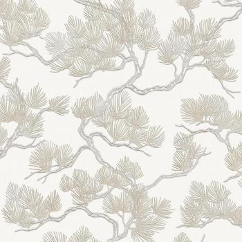 Papel pintado de pino blanco DUTCH WALLCOVERINGS - Papel de pared en color blanco, diseño de pino blanco, ideal para decoración interior, fácil de aplicar y remover, resistente a la humedad y lavable