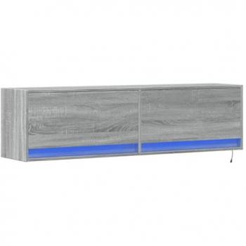 Mueble de TV de pared con luces LED gris Sonoma 140x31x38 cm