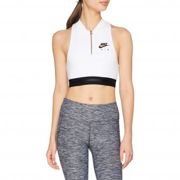 Nike W NSW Air Tank Crop, Camiseta para Mujer, Mujer, 930537 100, White/Rose Gold/Black, Large