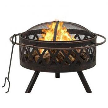 Rustic XXL Steel Fire Pit with Poker 76 cm