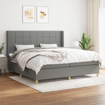 Cama box spring con colchón de muelles tapizado en tela gris oscuro 200x200 cm Vidaxl
