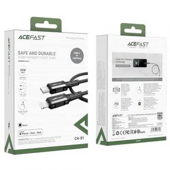 Cable USB-C a Lightning MFI 30W 3A 1,8m Negro Acefast C4-01