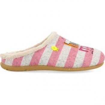 Zapatilla casa Hot Potatoes 67041-KEADEW babucha infantil color gris y rosa, zapatillas de casa abiertas de niña tipo babucha con material reciclado