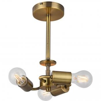 Plafón Baymont de Latón Antiguo con 3 bombillas, diámetro de 33cm, tipo E27, diseño universal semi empotrado